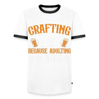 Beer brewing for beer lovers - Men's Ringer Shirt - white/black - Front - AI Model Female 172 light (172cm) & AI Model Male 178 dark (178cm)