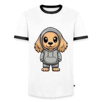 Cocker Spaniel Dog Funny - Men's Ringer Shirt - white/black - Front - AI Model Female 172 light (172cm) & AI Model Male 178 dark (178cm)