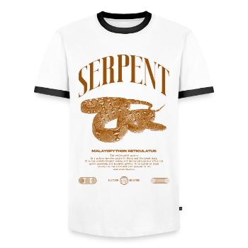 Gardien de reptiles python réticulé Streetwear - T-shirt contrasté Homme - blanc/noir - Devant - AI Model Female 172 light (172cm) & AI Model Male 178 dark (178cm)