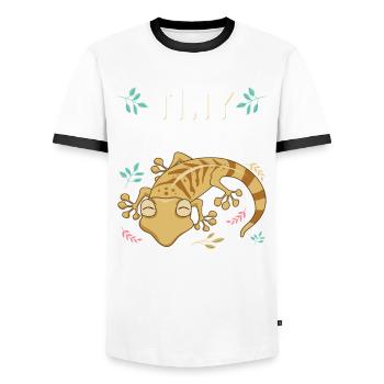 Leopardengecko Dinosaurier Lustige Leopard Gecko - Männer Kontrast-T-Shirt - Weiß/Schwarz - Vorne - AI Model Female 172 light (172cm) & AI Model Male 178 dark (178cm)