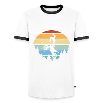 Motorcycle Motorcyclist Men Motorcycle - Men's Ringer Shirt - white/black - Front - AI Model Female 172 light (172cm) & AI Model Male 178 dark (178cm)