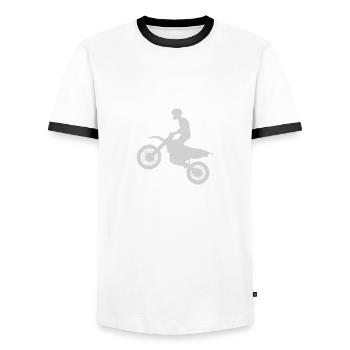 Motorcycle Motorcyclist Men Motorcycle - Men's Ringer Shirt - white/black - Front - AI Model Female 172 light (172cm) & AI Model Male 178 dark (178cm)