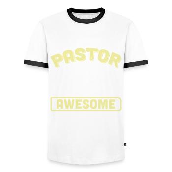 Priest Pastor Gift for Christians - Men's Ringer Shirt - white/black - Front - AI Model Female 172 light (172cm) & AI Model Male 178 dark (178cm)
