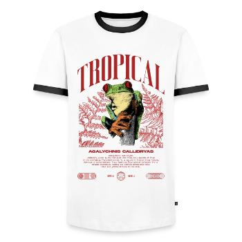 Grenouille arboricole aux yeux rouges Amphibien de la forêt tropicale - T-shirt contrasté Homme - blanc/noir - Devant - AI Model Female 172 light (172cm) & AI Model Male 178 dark (178cm)
