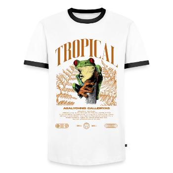 Grenouille arboricole aux yeux rouges Amphibien de la forêt tropicale - T-shirt contrasté Homme - blanc/noir - Devant - AI Model Female 172 light (172cm) & AI Model Male 178 dark (178cm)