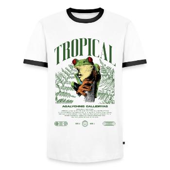 Grenouille arboricole aux yeux rouges Amphibien de la forêt tropicale - T-shirt contrasté Homme - blanc/noir - Devant - AI Model Female 172 light (172cm) & AI Model Male 178 dark (178cm)
