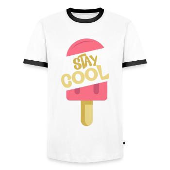 Glace d’été Popsicle Drôle Crème Glacée Plage Pool Party - T-shirt contrasté Homme - blanc/noir - Devant - AI Model Female 172 light (172cm) & AI Model Male 178 dark (178cm)