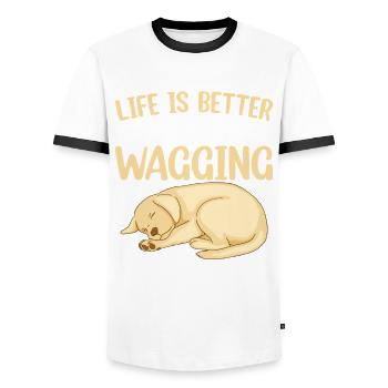 American Labrador Retriever Besitzer Black Lab Dad - Männer Kontrast-T-Shirt - Weiß/Schwarz - Vorne - AI Model Female 172 light (172cm) & AI Model Male 178 dark (178cm)