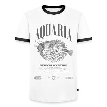 Stachelschwein Kugelfischhalter Moderne Streetwear - Männer Kontrast-T-Shirt - Weiß/Schwarz - Vorne - AI Model Female 172 light (172cm) & AI Model Male 178 dark (178cm)