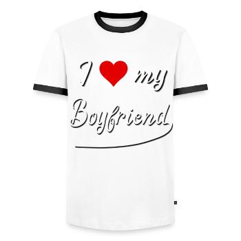 ❤️ Amour Couple Saint-Valentin Cadeau Petit Ami Amour - T-shirt contrasté Homme - blanc/noir - Devant - AI Model Female 172 light (172cm) & AI Model Male 178 dark (178cm)