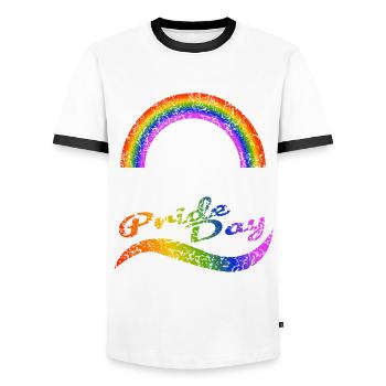 Journée de la fierté Dortmund LGBTQ+ CSD Gay Queer Love Spr - T-shirt contrasté Homme - blanc/noir - Devant - AI Model Female 172 light (172cm) & AI Model Male 178 dark (178cm)