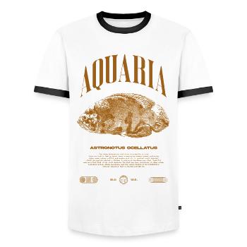 Oscar Fish Keeper Modern Streetwear - Men's Ringer Shirt - white/black - Front - AI Model Female 172 light (172cm) & AI Model Male 178 dark (178cm)