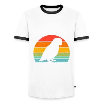 Moine vert Acteur Quaker Conure Perroquets - T-shirt contrasté Homme - blanc/noir - Devant - AI Model Female 172 light (172cm) & AI Model Male 178 dark (178cm)