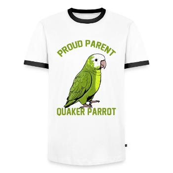 Moine vert Acteur Quaker Conure Perroquets - T-shirt contrasté Homme - blanc/noir - Devant - AI Model Female 172 light (172cm) & AI Model Male 178 dark (178cm)