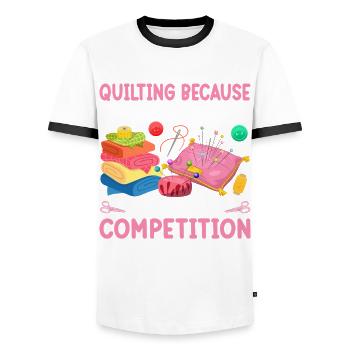 Machine à coudre Couette Couette Mamie Quilter Couture - T-shirt contrasté Homme - blanc/noir - Devant - AI Model Female 172 light (172cm) & AI Model Male 178 dark (178cm)