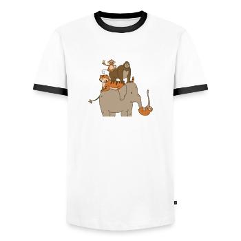 Birthday Safari Safari Zoo Big Five - Men's Ringer Shirt - white/black - Front - AI Model Female 172 light (172cm) & AI Model Male 178 dark (178cm)