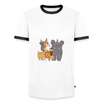 Birthday Safari Safari Zoo Big Five - Men's Ringer Shirt - white/black - Front - AI Model Female 172 light (172cm) & AI Model Male 178 dark (178cm)