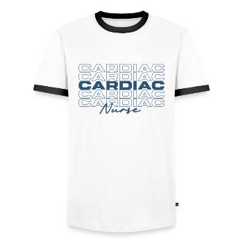 Cardiac Nurse Medical Nurses Stylish - Men's Ringer Shirt - white/black - Front - AI Model Female 172 light (172cm) & AI Model Male 178 dark (178cm)