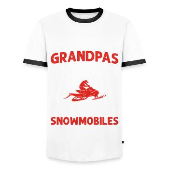 Snowmobile Dad Grandpa - Cool Grandpa Ride Snowmobile - Men's Ringer Shirt - white/black - Front - AI Model Female 172 light (172cm) & AI Model Male 178 dark (178cm)
