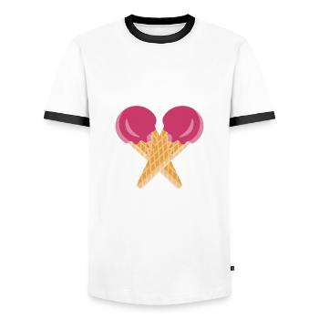 Schneekegel Eis Eis Am Stiel Cream Beach - Männer Kontrast-T-Shirt - Weiß/Schwarz - Vorne - AI Model Female 172 light (172cm) & AI Model Male 178 dark (178cm)