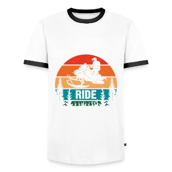 Snowmobile Dad Grandpa - Cool Grandpa Ride Snowmobile - Men's Ringer Shirt - white/black - Front - AI Model Female 172 light (172cm) & AI Model Male 178 dark (178cm)
