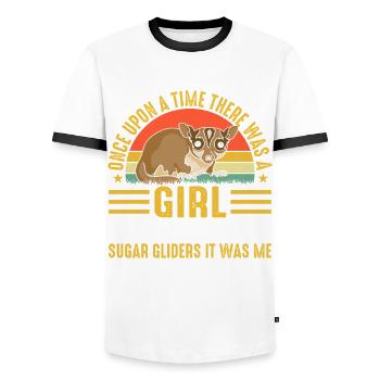 Sugar glider - Men's Ringer Shirt - white/black - Front - AI Model Female 172 light (172cm) & AI Model Male 178 dark (178cm)