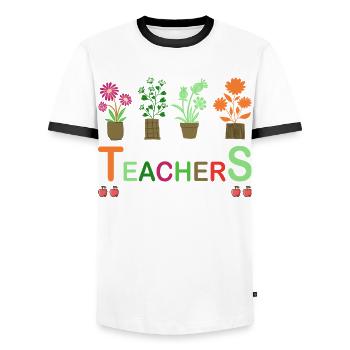 3rd grade teacher planting seeds, always growing - Men's Ringer Shirt - white/black - Front - AI Model Female 172 light (172cm) & AI Model Male 178 dark (178cm)