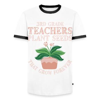 Lehrer Der 3. Klasse Pflanzen Samen, Immer Wachsen - Männer Kontrast-T-Shirt - Weiß/Schwarz - Vorne - AI Model Female 172 light (172cm) & AI Model Male 178 dark (178cm)