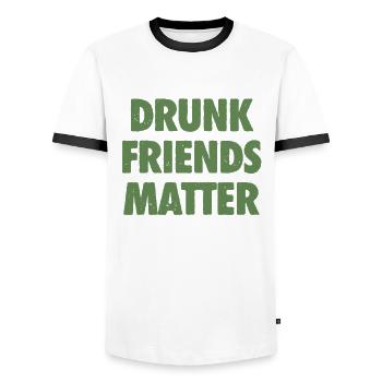 Funny Drunk Friends Matter Drinking - Men's Ringer Shirt - white/black - Front - AI Model Female 172 light (172cm) & AI Model Male 178 dark (178cm)