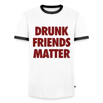 Funny Drunk Friends Matter Drinking - Men's Ringer Shirt - white/black - Front - AI Model Female 172 light (172cm) & AI Model Male 178 dark (178cm)