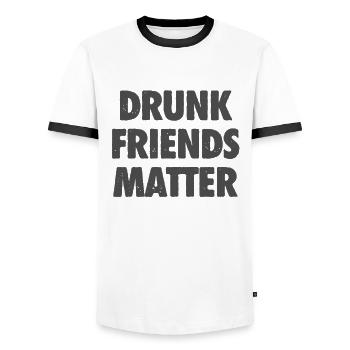 Drôle Drunk Friends Matter Boire - T-shirt contrasté Homme - blanc/noir - Devant - AI Model Female 172 light (172cm) & AI Model Male 178 dark (178cm)