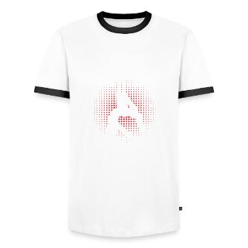 Trapèze de cirque pour costume de trapéziste - T-shirt contrasté Homme - blanc/noir - Devant - AI Model Female 172 light (172cm) & AI Model Male 178 dark (178cm)