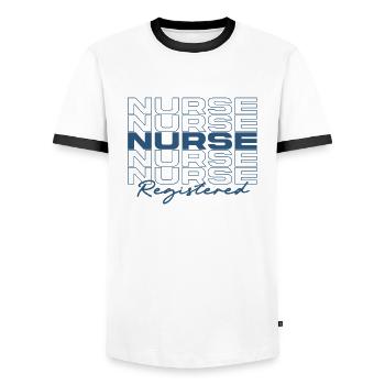 Registered Nurse Medical Nurses Stylish - Men's Ringer Shirt - white/black - Front - AI Model Female 172 light (172cm) & AI Model Male 178 dark (178cm)