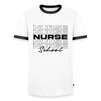 School Nurse Medical Nurses Stylish - Men's Ringer Shirt - white/black - Front - AI Model Female 172 light (172cm) & AI Model Male 178 dark (178cm)