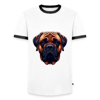 Hundegesicht - Bullmastiff - Männer Kontrast-T-Shirt - Weiß/Schwarz - Vorne - AI Model Female 172 light (172cm) & AI Model Male 178 dark (178cm)