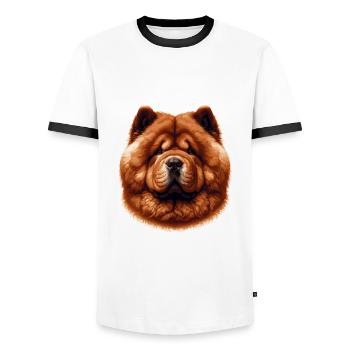 Hundegesicht - Chow Chow - Männer Kontrast-T-Shirt - Weiß/Schwarz - Vorne - AI Model Female 172 light (172cm) & AI Model Male 178 dark (178cm)