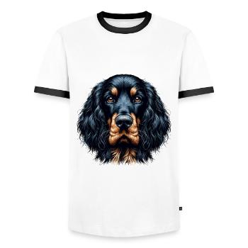 Hundegesicht - Gordon Setter - Männer Kontrast-T-Shirt - Weiß/Schwarz - Vorne - AI Model Female 172 light (172cm) & AI Model Male 178 dark (178cm)