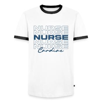 Cardiac Nurse Medical Nurses Stylish - Men's Ringer Shirt - white/black - Front - AI Model Female 172 light (172cm) & AI Model Male 178 dark (178cm)