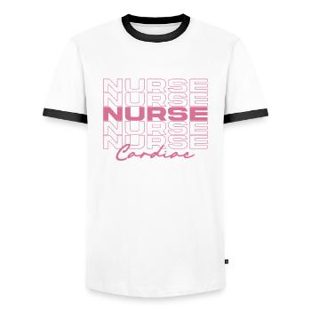 Cardiac Nurse Medical Nurses Stylish - Men's Ringer Shirt - white/black - Front - AI Model Female 172 light (172cm) & AI Model Male 178 dark (178cm)