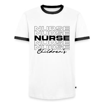 Infirmière pour enfants Infirmières médicales élégantes - T-shirt contrasté Homme - blanc/noir - Devant - AI Model Female 172 light (172cm) & AI Model Male 178 dark (178cm)