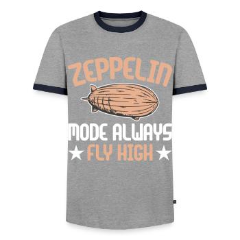 Vintage Zeppelin Airship 70 Years - Men's Ringer Shirt - grey/navy  - Front - AI Model Female 172 light (172cm) & AI Model Male 178 light (178cm)