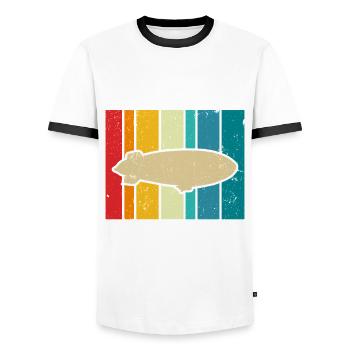 Vintage Zeppelin Airship 70 Years - Men's Ringer Shirt - white/black - Front - AI Model Female 172 light (172cm) & AI Model Male 178 dark (178cm)