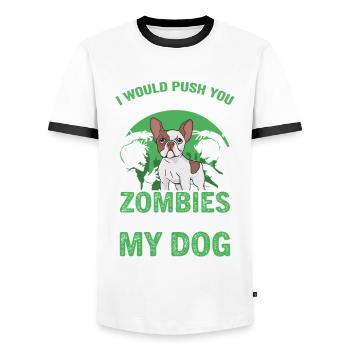 I'd push you in front of zombies dog dogs - Men's Ringer Shirt - white/black - Front - AI Model Female 172 light (172cm) & AI Model Male 178 dark (178cm)