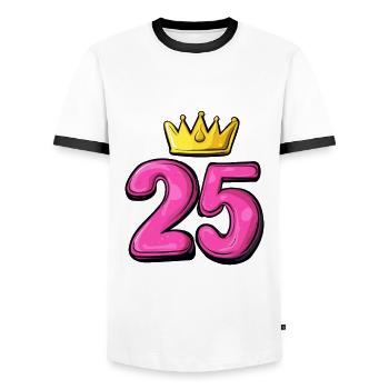 25 Zahl Krone - Männer Kontrast-T-Shirt - Weiß/Schwarz - Vorne - AI Model Female 172 light (172cm) & AI Model Male 178 dark (178cm)