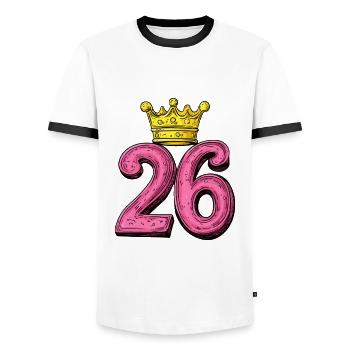 26 Zahl Krone - Männer Kontrast-T-Shirt - Weiß/Schwarz - Vorne - AI Model Female 172 light (172cm) & AI Model Male 178 dark (178cm)