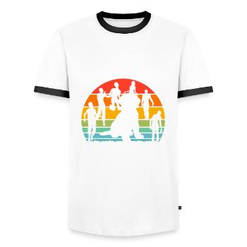 I'd push you in front of zombies dog dogs - Men's Ringer Shirt - white/black - Front - AI Model Female 172 light (172cm) & AI Model Male 178 dark (178cm)