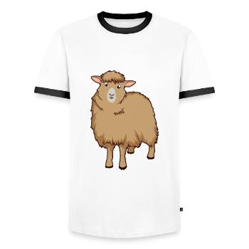 Kawaii Cotswold Sheep - Men's Ringer Shirt - white/black - Front - AI Model Female 172 light (172cm) & AI Model Male 178 dark (178cm)