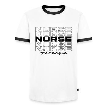 Infirmière médico-légale Infirmières médicales élégantes - T-shirt contrasté Homme - blanc/noir - Devant - AI Model Female 172 light (172cm) & AI Model Male 178 dark (178cm)