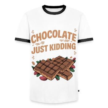 Cadeau Schikoladen pour l’amateur de chocolat - T-shirt contrasté Homme - blanc/noir - Devant - AI Model Female 172 light (172cm) & AI Model Male 178 dark (178cm)