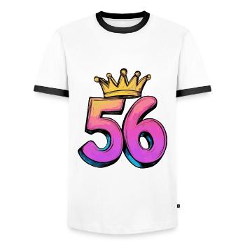 56 Nombre Couronne - T-shirt contrasté Homme - blanc/noir - Devant - AI Model Female 172 light (172cm) & AI Model Male 178 dark (178cm)